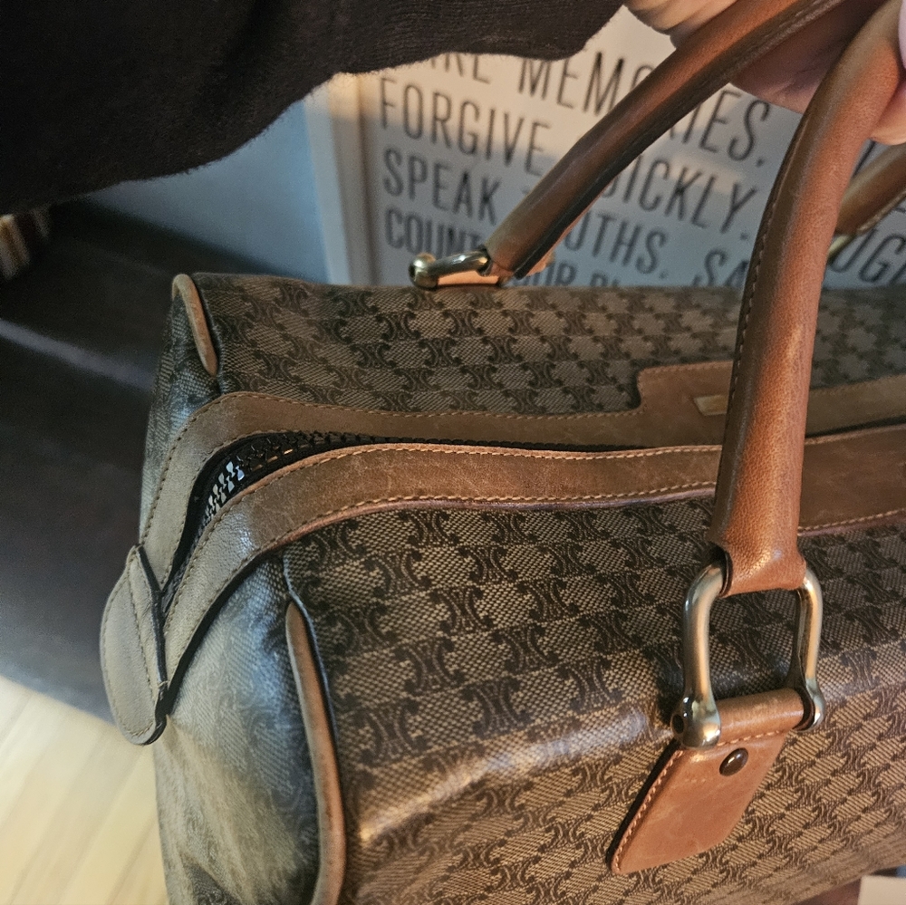 Celine Brown Monogram Canvas Top-Handle Satchel - Picture 7 of 16